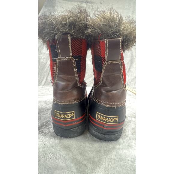 Tamarack Thinsulate AK-112812-1 Women's 7 Winter Boot Black Red Buffalo Plaid - Picture 3 of 10